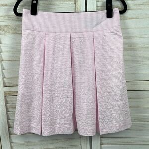 Lauren James Pink Pleated Seersucker Preppy Skirt Medium